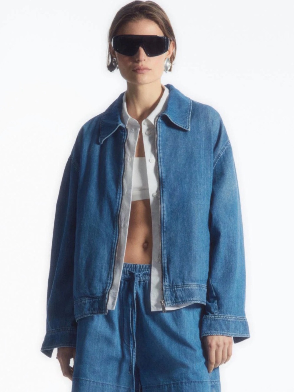 COS Blue Denim Zip-Front Jean Jacket - Picture 2 of 4